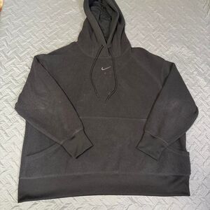 Nike Hoodie Men's 3X Black Sherpa Fleece Center Swoosh Logo Kangaroo Pocket